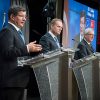 Ahmet Davutoglu, Prime Minister of Turkey; Donald Tusk, President of the European Council, and Jean-Claude Juncker, President of the European Commission, at the EU-Turkey summit on 7 March 2016. Photo: European Union