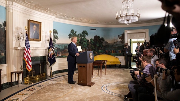 Donald Trump en una rueda de prensa el martes. Foto: Shealah Craighead / White House