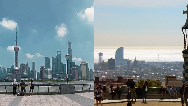 Shanghái y Barcelona, ciudades hermanadas desde 2001. Fotos: Douglas M. Paine / thierry llansades (CC BY-NC-ND 2.0)