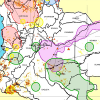 Detalle de mapa de zonas de influencia de las estructuras del crimen organizado y la cadena del narcotráfico. Mapa: Fundación Ideas para la Paz