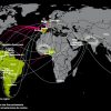 Principales corrientes de tráfico de cocaína, 2011-2015. Fuente: Informe Mundial sobre Drogas de 2017, UNODC.