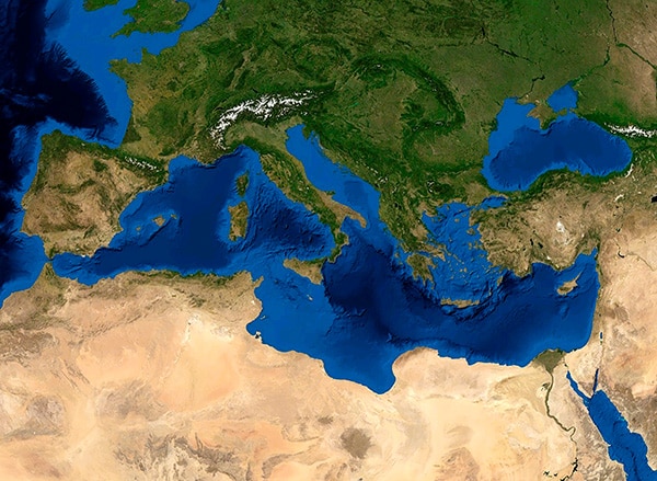 Satellite image of the Mediterranean sea. Image: NASA (Public domain)