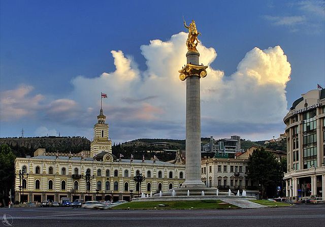By George Kvizhinadze from Tbilisi, Georgia (Tavisupleba square. Monument of St. George) [CC-BY-SA-2.0 (http://creativecommons.org/licenses/by-sa/2.0)], via Wikimedia Commons