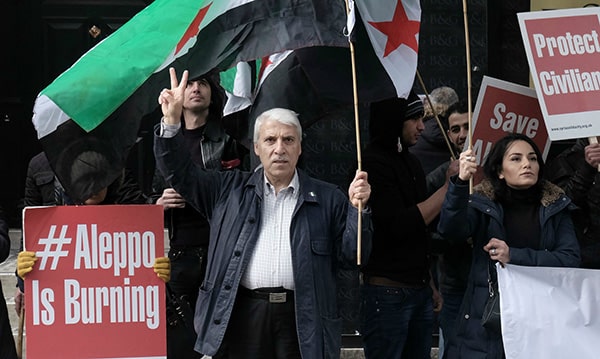 Protesters outside the Russian Embassy in London last November. Photo: Alisdare Hickson (CC BY-NC 2.0)