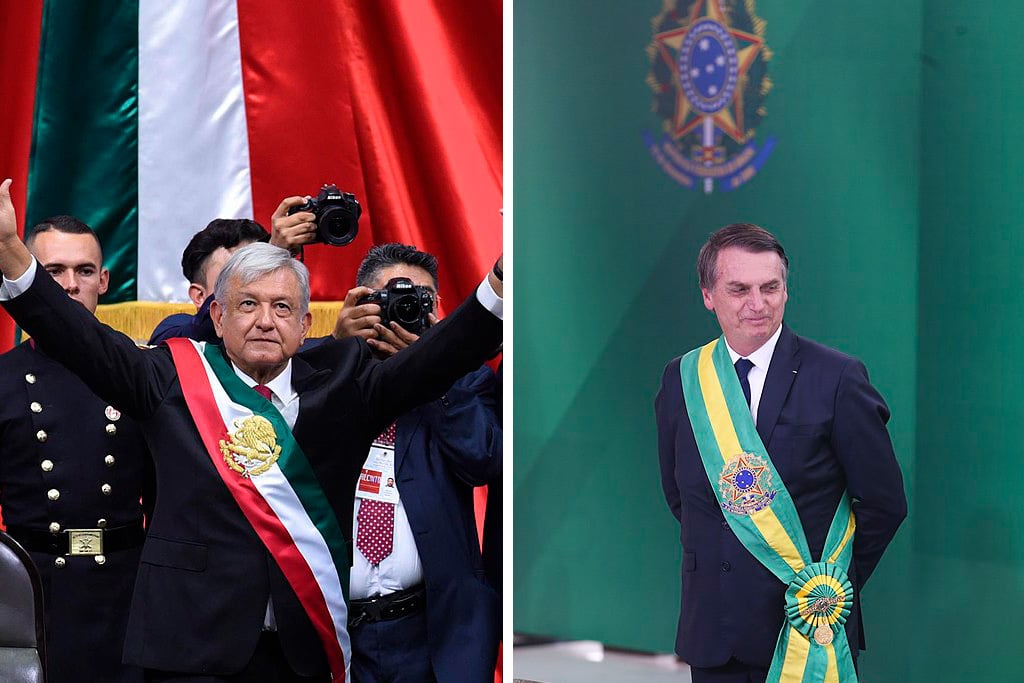 AMLO y Bolsonaro ante el coronavirus. Andrés Manuel López Obrador, presidente de México, y Jair Bolsonaro, presidente de Brasil. Créditos: PresidenciaMX 2012-2018 (Wikimedia Commons / CC BY-SA 3.0) y Valter Campanato/Agência Brasil (EBC) (Wikimedia Commons / CC BY (CC BY 4.0). Blog Elcano