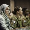 Women with the Afghan National Army Air Force (ANAAF) and International Force listen during an International Women’s Day celebration in Kabul. Photo: Sgt. Dustin Payne / DoD / Public domain.