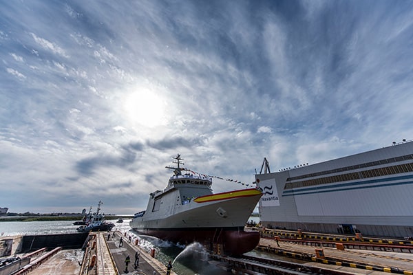 Botadura del Buque de Acción Marítima “Audaz” de la Armada Española, el pasado mes de abril. Foto: Manuel Benítez Cillán / Armada Española (CC BY-NC-SA 2.0)
