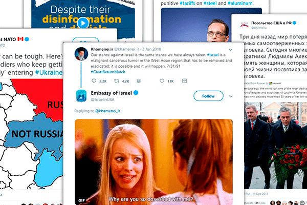 Selection of tweets by diplomats, MFAs and embassies.