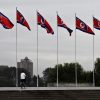 ¿Por qué sigue Corea del Norte tensando la cuerda nuclear? Banderas de Corea del Norte en Pyongyang.