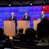 Jean-Claude Juncker (presidente de la Comisión Europea), Li Keqiang (primer ministro de China) y Donald Tusk (presidente del Consejo Europeo) durante la rueda de prensa en la última Cumbre UE-China (2019). Foto: ©European Union. Blog Elcano
