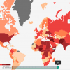 Mapa del impacto del terrorismo. Fuente: Índice de Terrorismo Global 2018, Institute for Economics and Peace. Blog Elcano