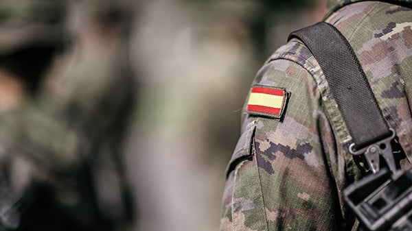 Spanish soldier at the ceremony welcoming NATO troops for joint exercises last month in Lithuania. Photo: SSG. Gatis Indrevics, Latvian ComCam team