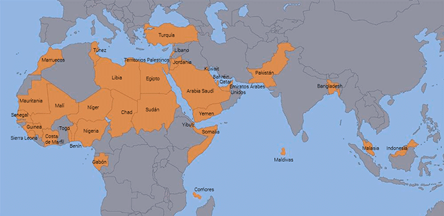 Los países miembros de la alianza militar contraterrorista anunciada por Arabia saudí el pasado 15 de diciembre. Blog Elcano