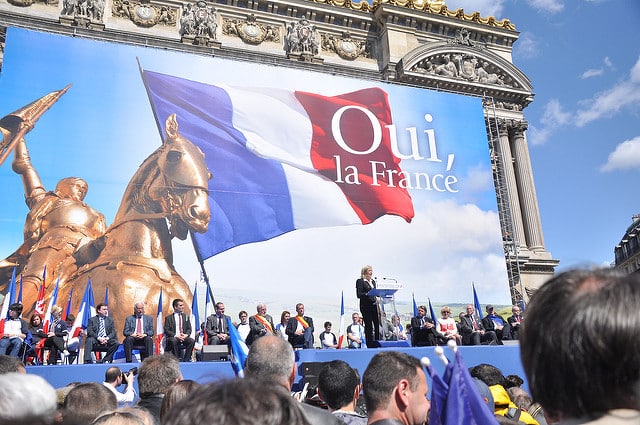 Marine Le Pen durante un mitin del Frente Nacional (2012). Foto: Blandine Le Cain / Flickr (CC BY 2.0). Blog Elcano