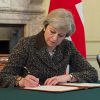 Theresa May, UK Prime Minister, signs Article 50 letter today. Photo: Jay Allen / Number 10 (Crown copyright, CC BY-NC-ND 2.0)