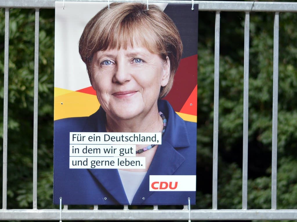 Merkel pays a high price for her fourth term. Campaign poster of Angela Merkel.