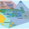 Mapa de Oceanía basado en el Geoesquema de la ONU (código de clasificación M49) con zonas ilustrativas (no definitivas, ni autorizadas) para los distintos países. Fuente: Cruickshanks (trabajo propio, derivado de Oceania_ISO_3166-1.svg) / Wikimedia Commons (CC BY-SA 3.0). Blog Elcano