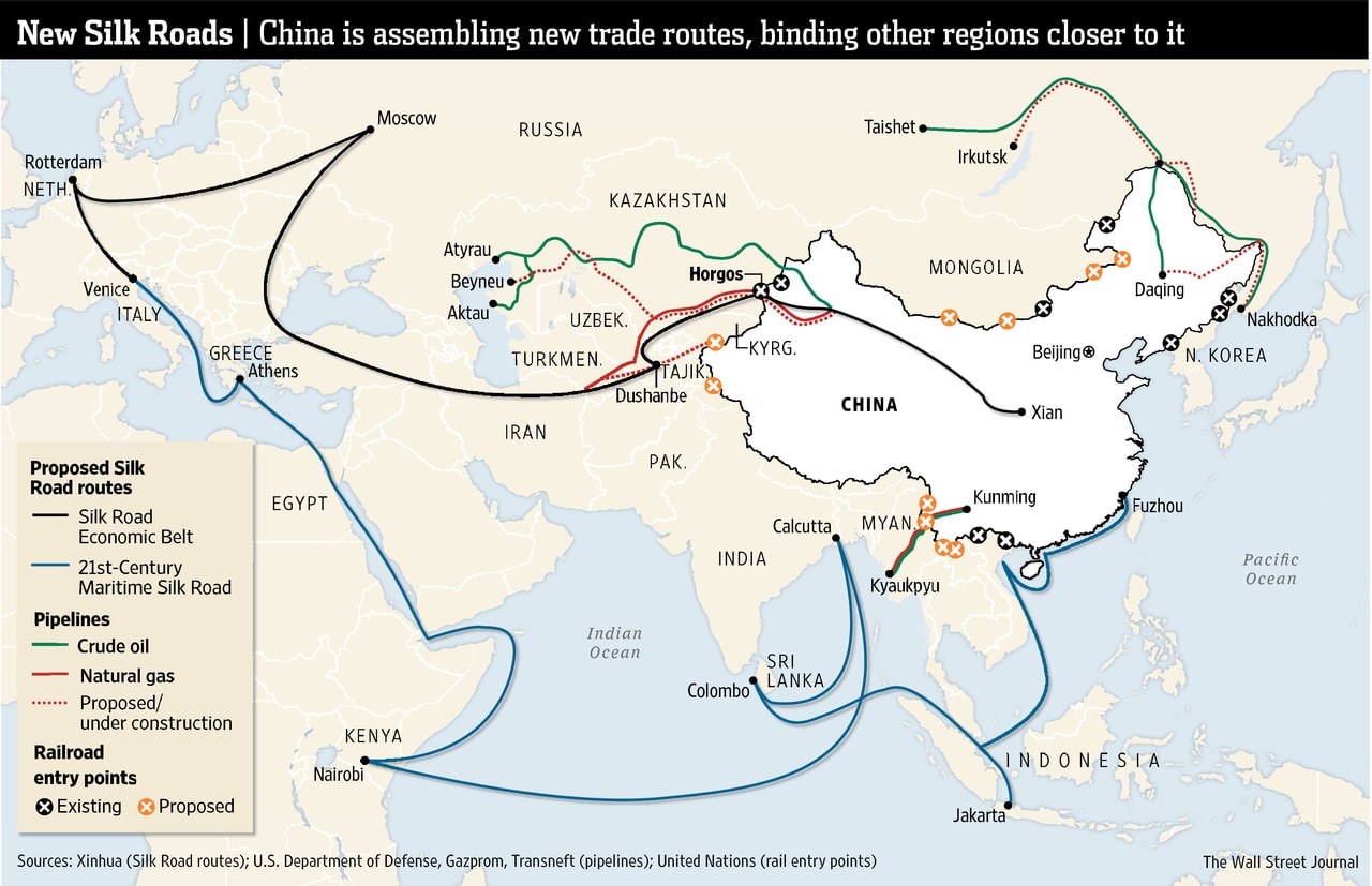 New Silks Roads. © The Wall Street Journal. Elcano Blog