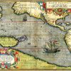 El legado español en Asia. Mapa del Océano Pacífico de Abraham Ortelius, con la nao Victoria. Dominio público.