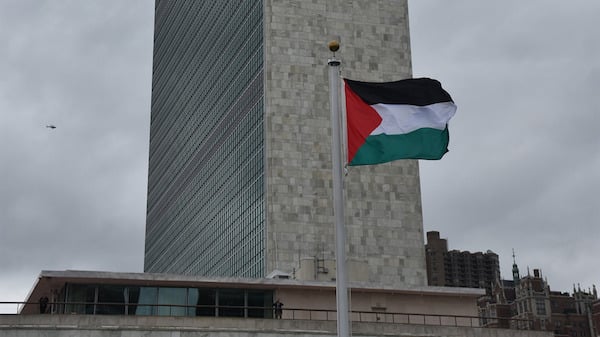 Bandera de Palestina en ONU. Foto: Chris Melzer/picture-alliance/dpa/AP Images. Blog Elcano