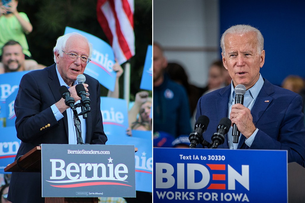 Los candidatos demócratas Joe Biden y Bernie Sanders, principales protagonistas del último supermartes. Fotos: Jackson Lanier (Wikimedia Commons / CC BY-SA 4.0) y Phil Roeder (CC BY 2.0). Blog Elcano
