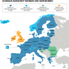 Mapa del espacio Schengen en Europa. Fuente: DG Migración y Asuntos de Interior - Comisión Europea vía Stratfor. Blog Elcano