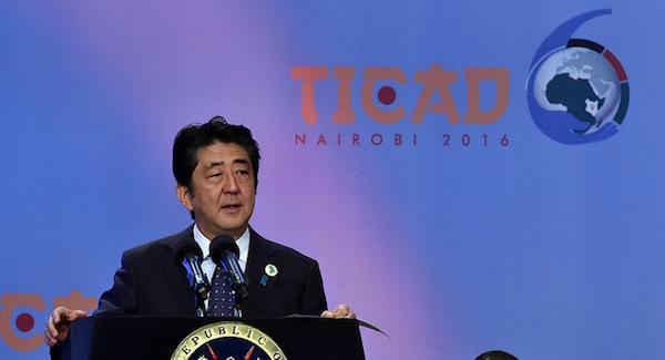 Japanese Prime Minister Shinzo Abe addresses TICAD VI. Photo: GovernmentZA (Photos GCIS) (CC BY-ND 2.0).
