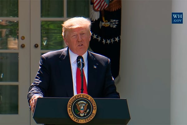 Donald Trump durante sus declaraciones sobre el Acuerdo de París (1/6/2017). Imagen: The White House. Blog Elcano