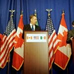 Un año de Trump en política comercial. La ministra canadiense Freeland, el representante estadounidense de Comercio Lighthizer y el ministro mexicano Guajardo en la cuarta ronda de negociaciones del NAFTA.