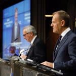 Donald Tusk (President of the European Council) and Jean-Claude Juncker (President of the European Commission) at the press conference of the Special meeting of the European Council (Art. 50) in Brussels (10/4/2019). Photo: © European Union.