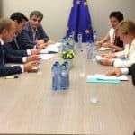 Donald Tusk, Alexis Tsipras, Euclidis Tskalotos, Angela Merkel and François Hollande. Photo: Left.gr. Elcano Blog.