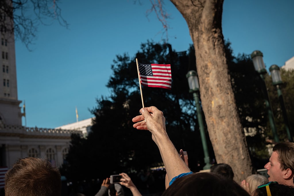 Bandera estadounidense en un mítin electoral en EEUU. Foto: Bastian Greshake Tzovaras (CC BY-SA 2.0). Blog Elcano