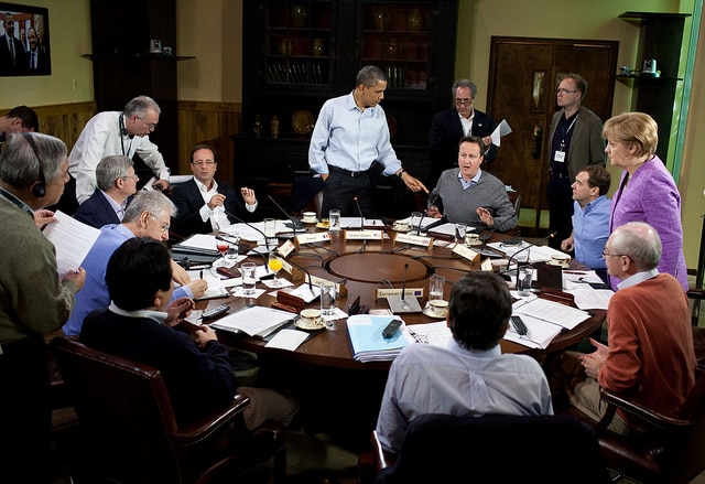 President Barack Obama participates in a G8 Summit working session. The White House. Elcano Blog