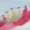 Elecciones y política de Defensa para la próxima Legislatura. Patrulla Águila sobre La Coruña.