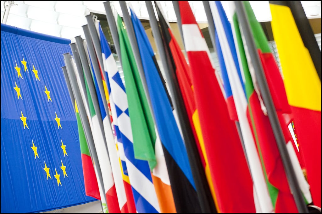 After Brexit: Schengen remains in the balance, but the border question should not be neglected. Flags in the European Parliament.