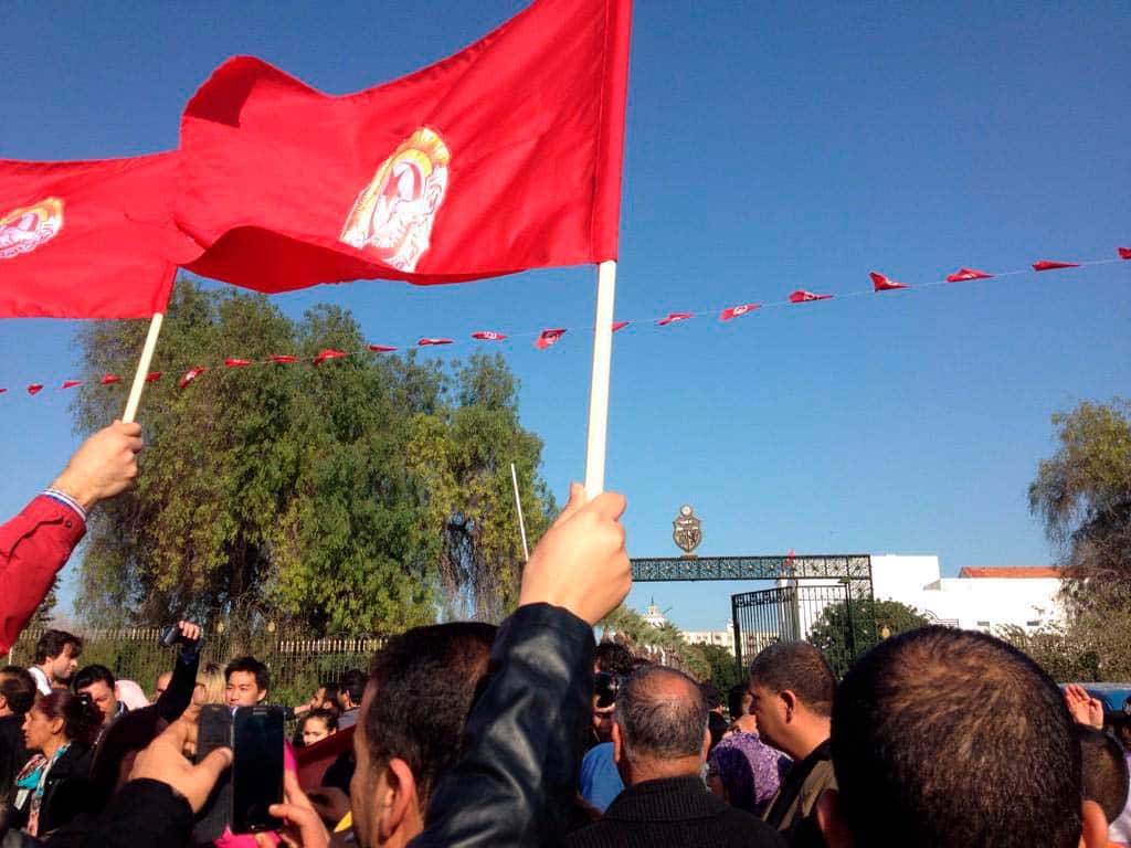 Tunisia, democracy in danger. Demonstrators gathered on Avenue Habib Bourguiba (Tunisia).
