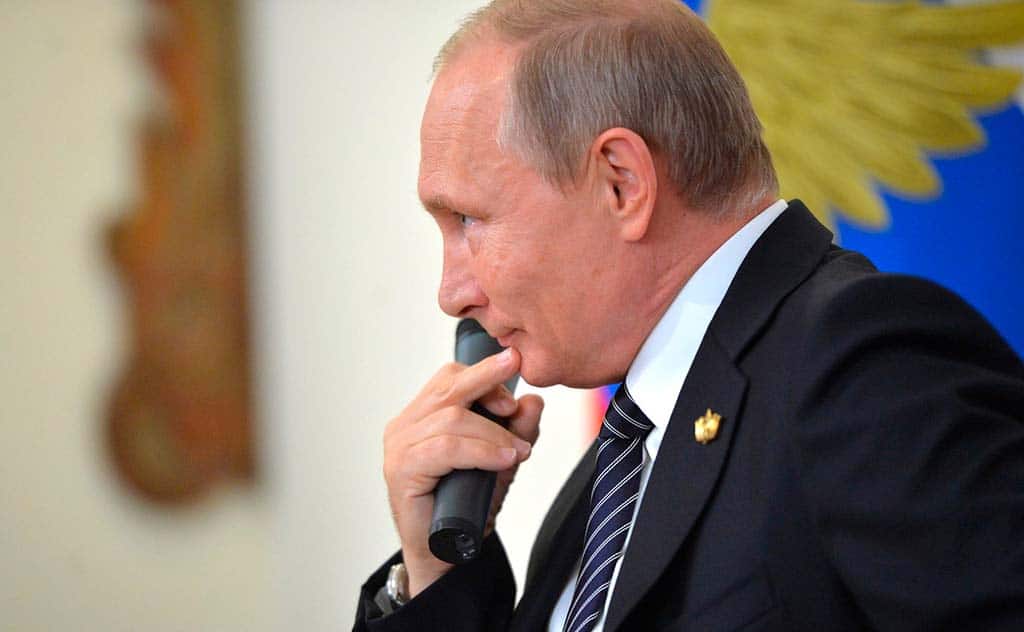 Will Trump cut a deal with Putin?. Vladimir Putin answers questions from journalists last October.
