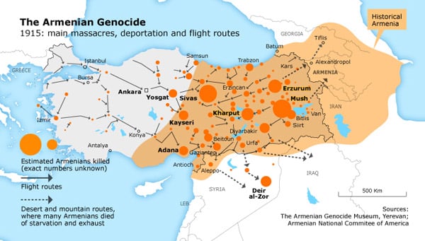 The Armenian Genocide. Map by Fanack.com via Vox. Elcano Blog