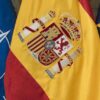 Banderas de la OTAN, España y la Unión Europea (imagen recortada)