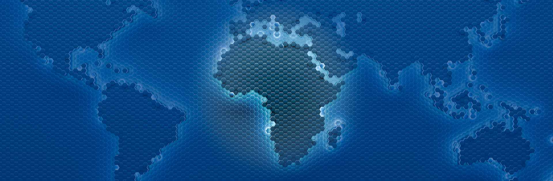 Mapa del mundo con África destacada