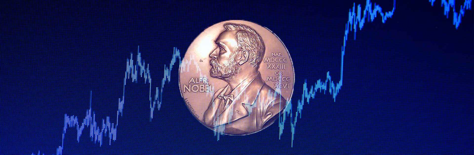 Nobeles de economía 2022. Medalla Alfred Nobel en el museo Nobel de Estocolmo, Suecia