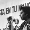 Felipe González, leader of the Socialists (PSOE) in Spain, giving a speech at a rally in Spain (1977)
