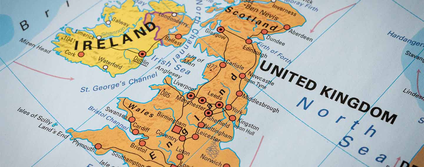 The Northern Ireland protocol. Map of Ireland and United Kingdom