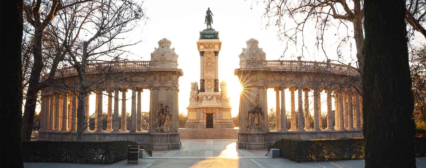 Monument to King Alfonso XII in Madrid's Retiro Park (Spain)