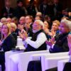 Italy’s Prime Minister Georgia Meloni with India’s Prime Minister Narendra Modi at the inauguration of the Raisina Dialogue 2023 in New Delhi along with other participants