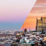 Relaciones entre España y Alemania. Imágenes panorámicas de las ciudades de Berlín (a la izquierda) y Madrid (a la derecha)