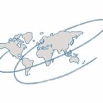Image of the workshop 'Geopolitical pathways for the energy transition'. Hand-drawn world map in grey with a blue spiral.