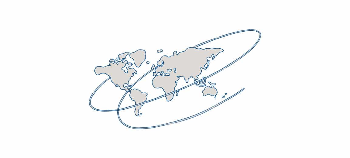 Image of the workshop 'Geopolitical pathways for the energy transition'. Hand-drawn world map in grey with a blue spiral.