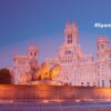 Spanish Pre-Presidency Conference in Madrid. Fountain in the Plaza de Cibeles in Madrid. In the background, the building of the Spanish Post Office, currently the headquarters of Madrid City Hall