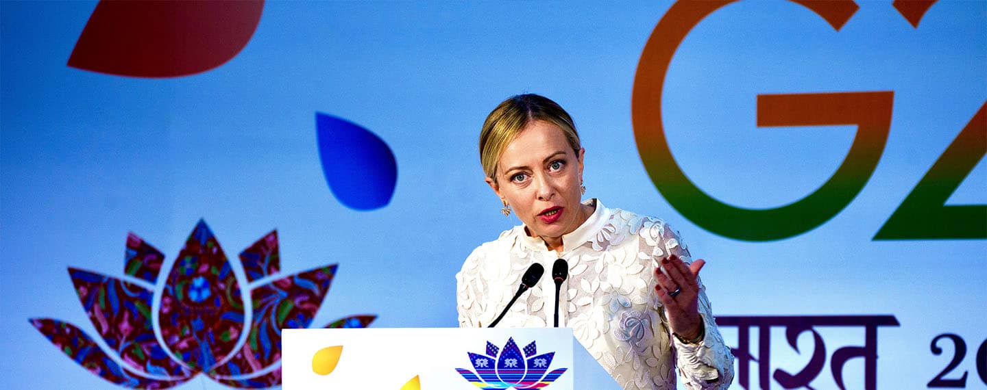Prime Minister of Italy, Giorgia Meloni, at the G20 summit.